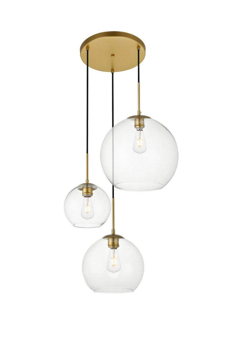 Elegant BAXTER LD2218BR Pendant Light - Brass And Clear