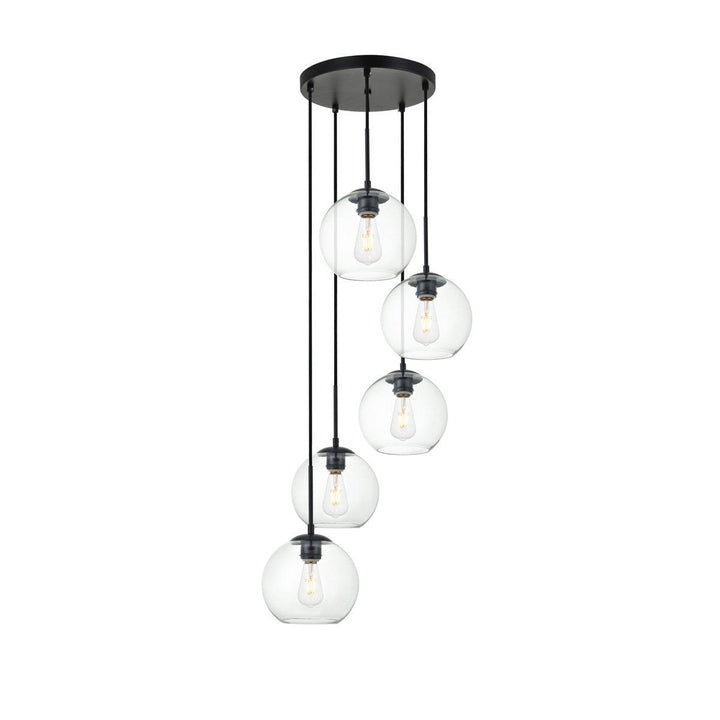 Elegant BAXTER LD2226BK Pendant Light - Black And Clear