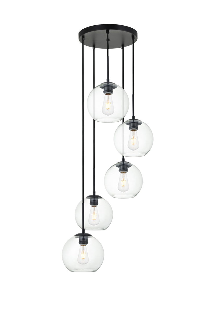 Elegant BAXTER LD2226BK Pendant Light - Black And Clear