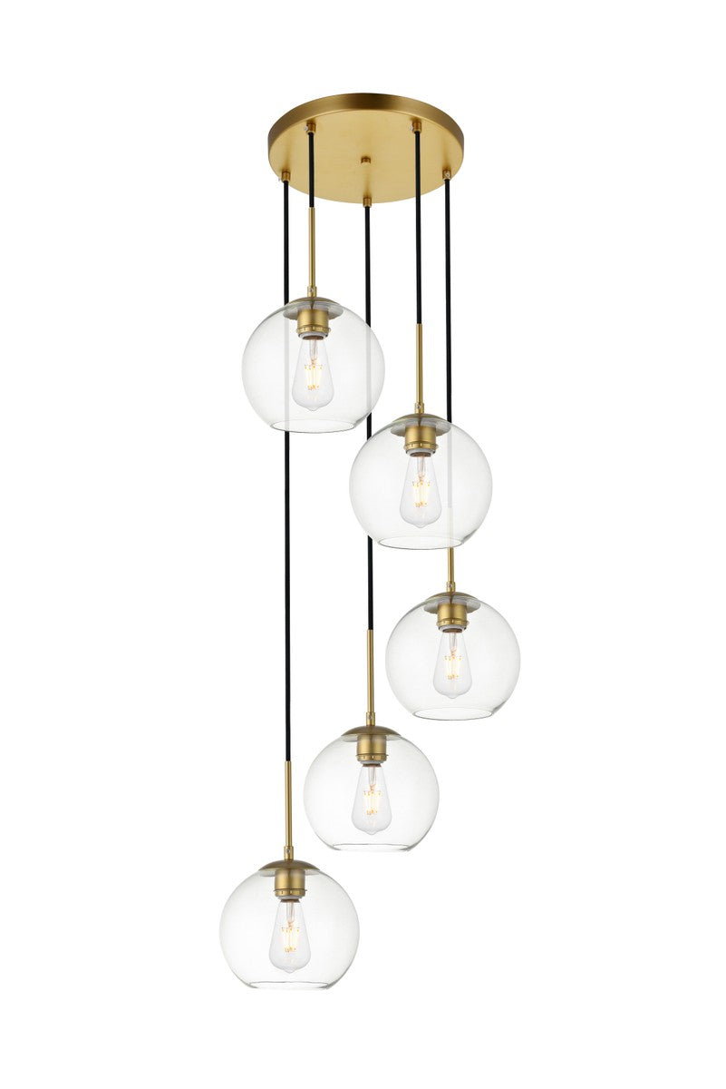 Elegant BAXTER LD2226BR Pendant Light - Brass And Clear