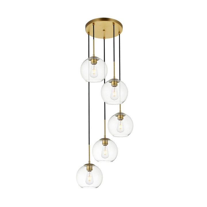 Elegant BAXTER LD2226BR Pendant Light - Brass And Clear