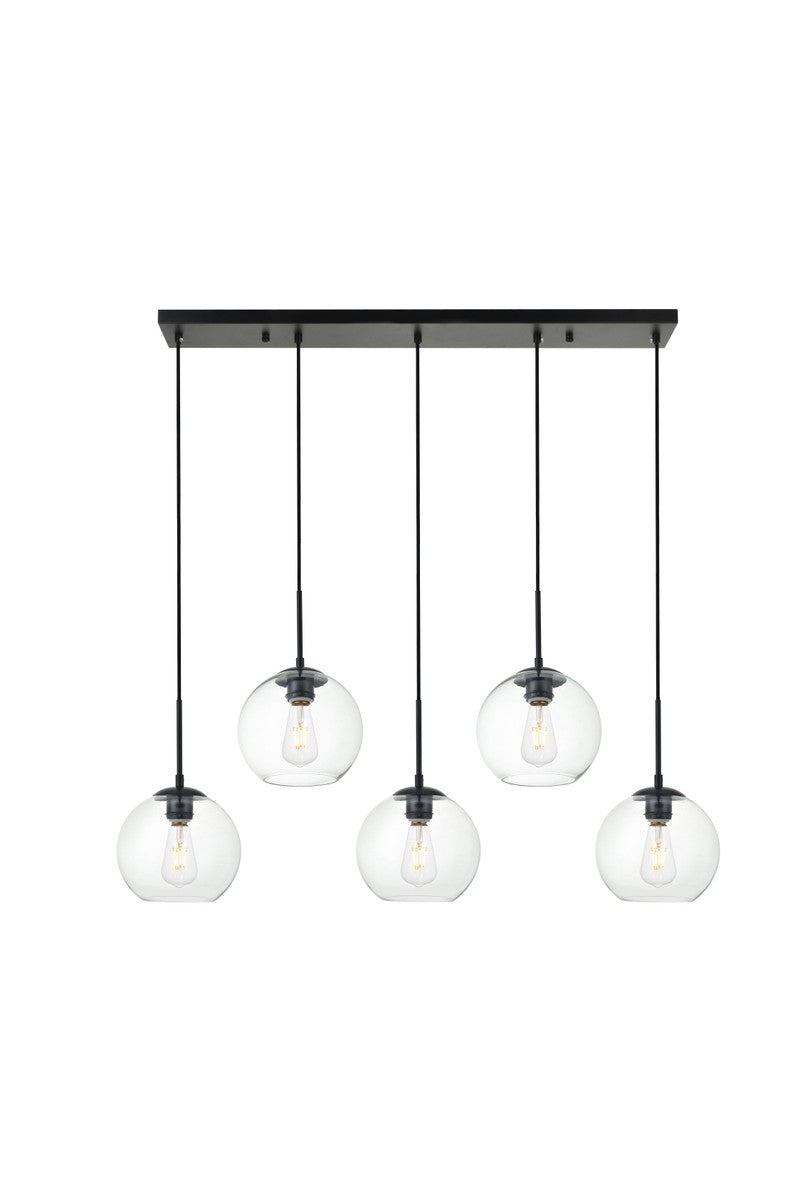 Elegant BAXTER LD2228BK Pendant Light - Black And Clear