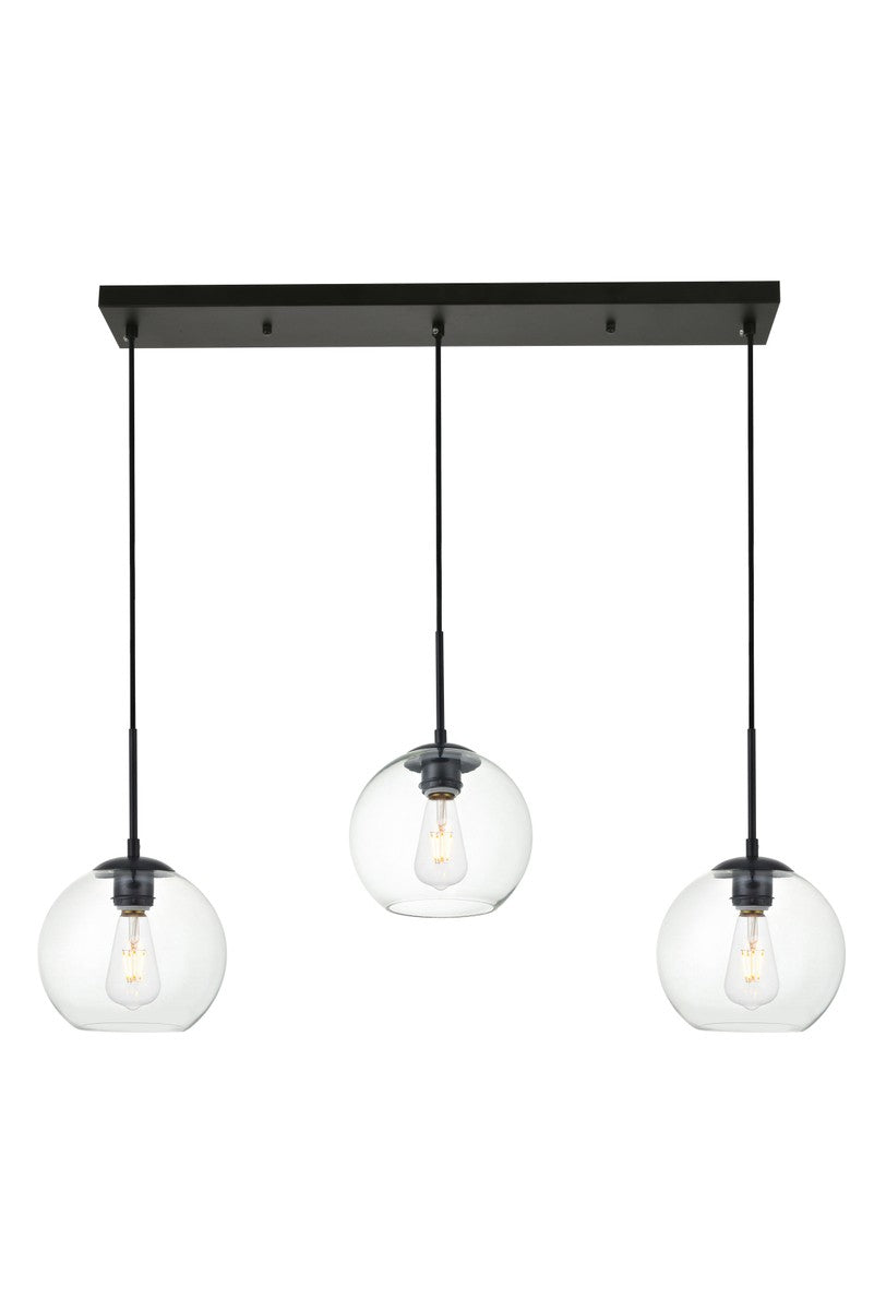 Elegant BAXTER LD2236BK Pendant Light - Black And Clear