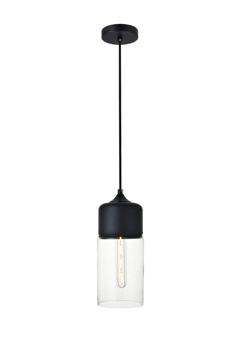 Elegant ASHWELL LD2240BK Pendant Light - Black And Clear