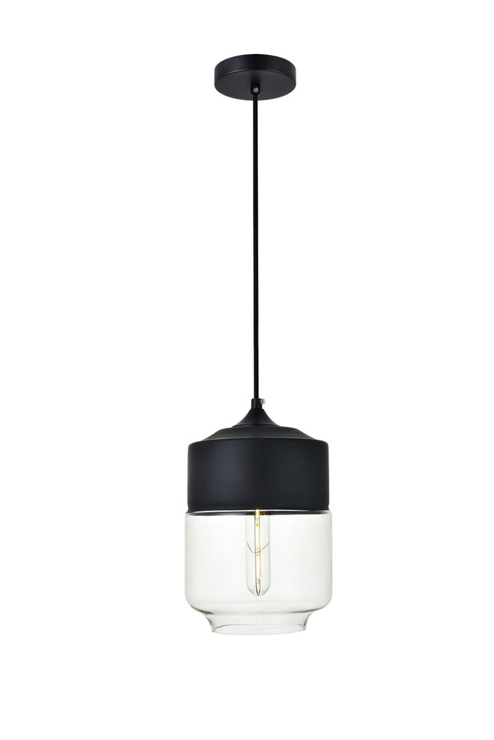 Elegant ASHWELL LD2241BK Pendant Light - Black And Clear