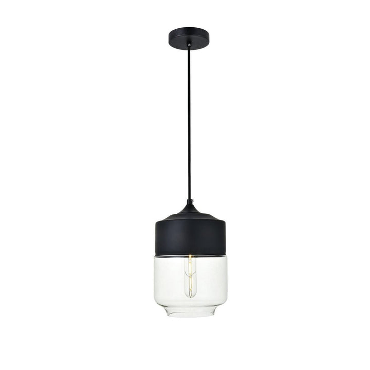 Elegant ASHWELL LD2241BK Pendant Light - Black And Clear