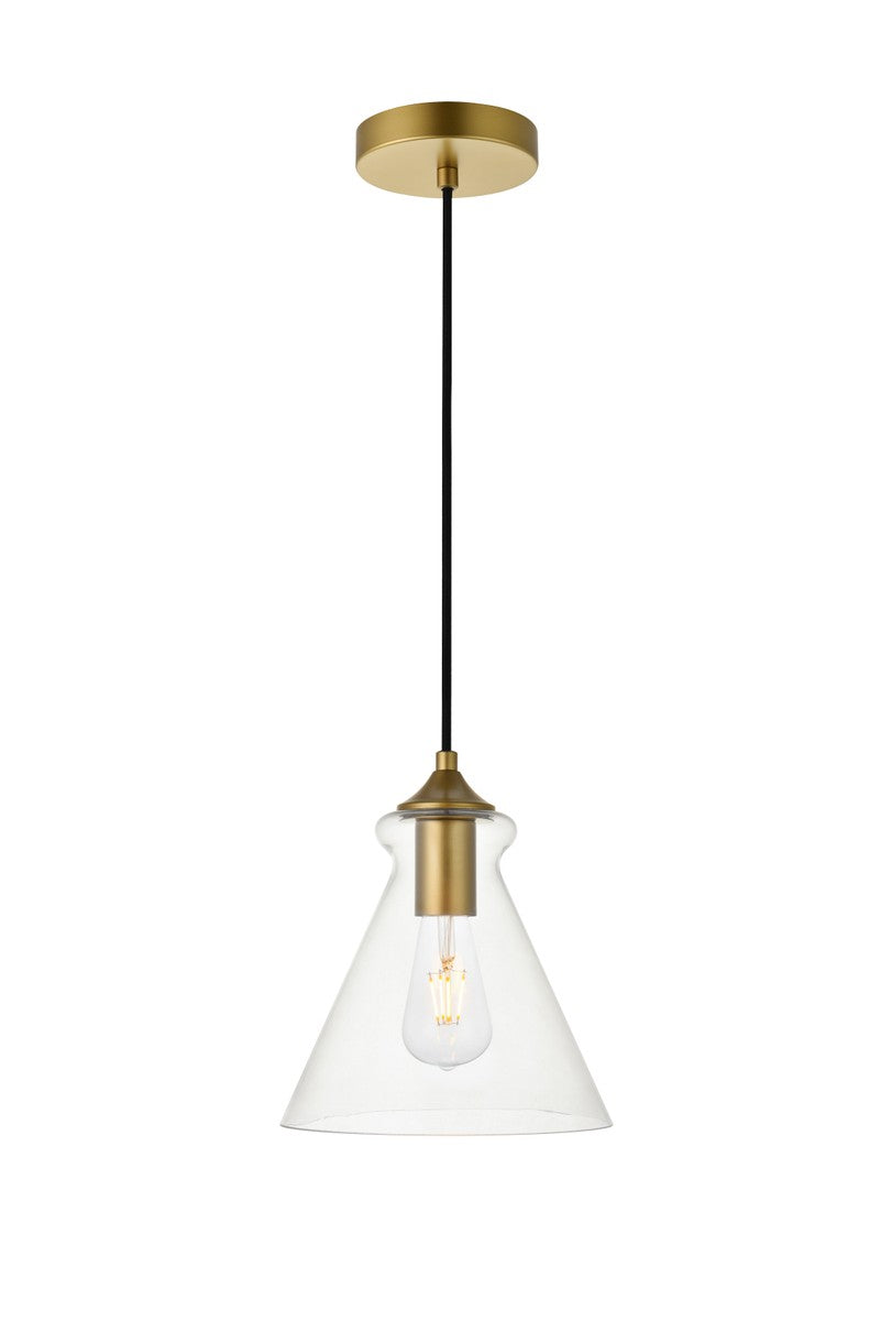 Elegant DESTRY LD2244BR Pendant Light - Brass And Clear