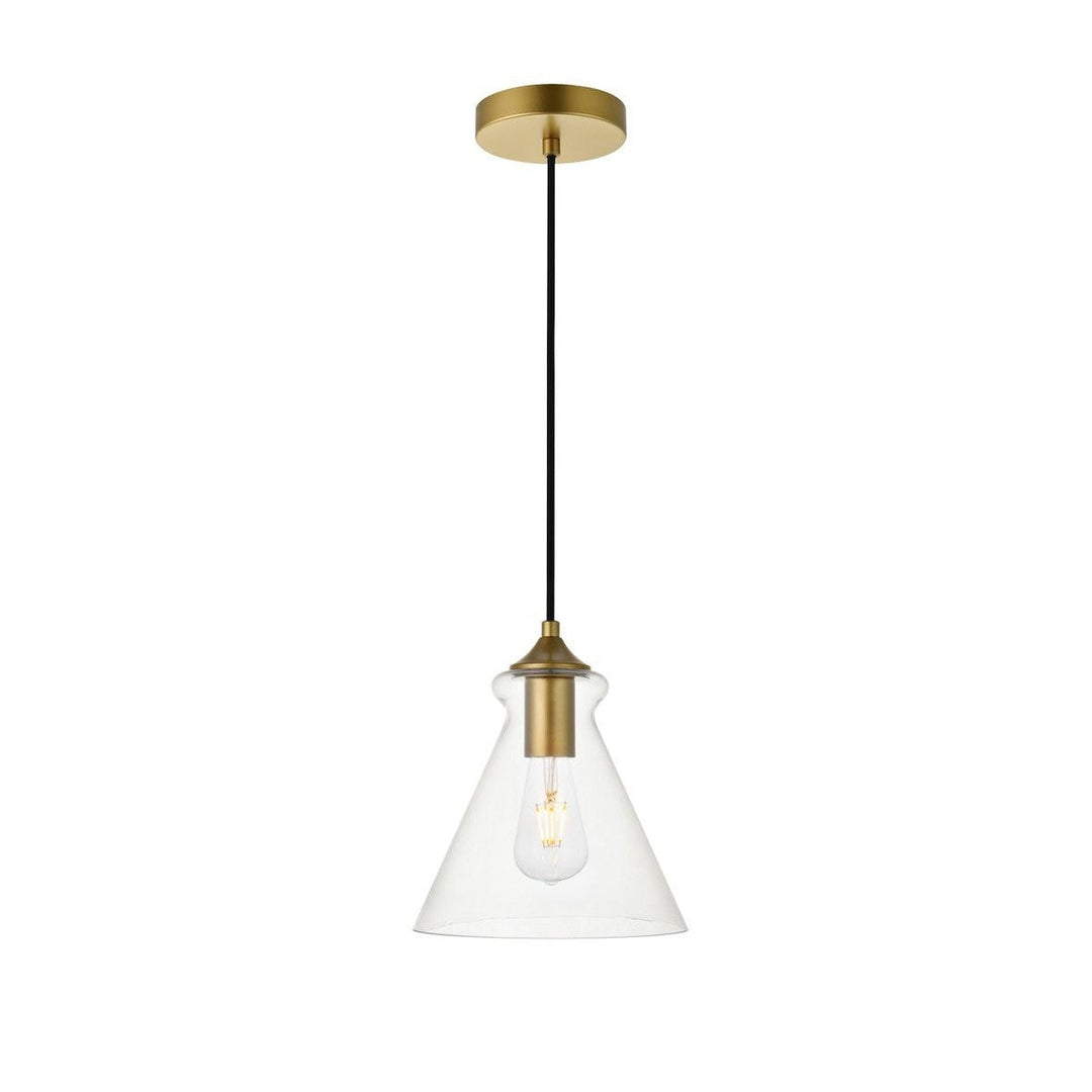 Elegant DESTRY LD2244BR Pendant Light - Brass And Clear