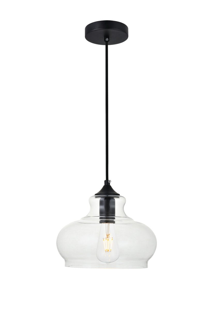 Elegant DESTRY LD2246BK Pendant Light - Black And Clear