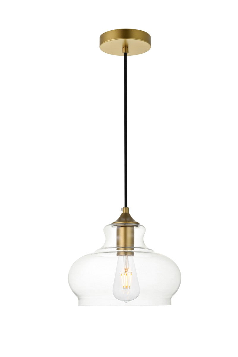 Elegant DESTRY LD2246BR Pendant Light - Brass And Clear