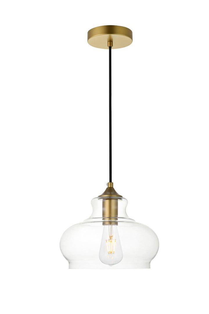 Elegant DESTRY LD2246BR Pendant Light - Brass And Clear