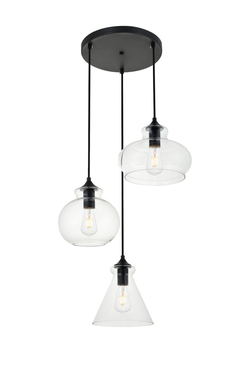 Elegant DESTRY LD2247BK Pendant Light - Black And Clear