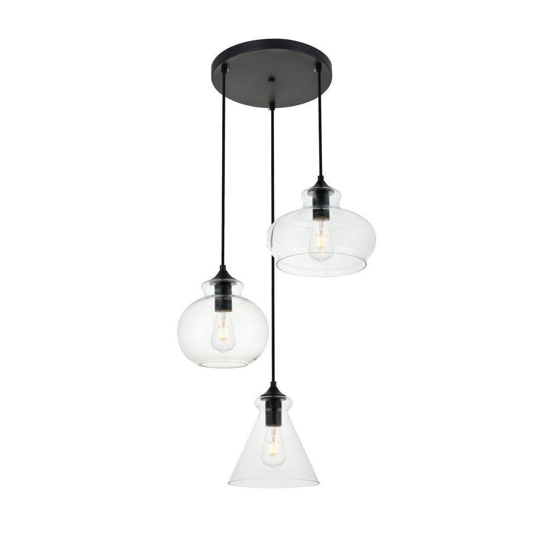 Elegant DESTRY LD2247BK Pendant Light - Black And Clear