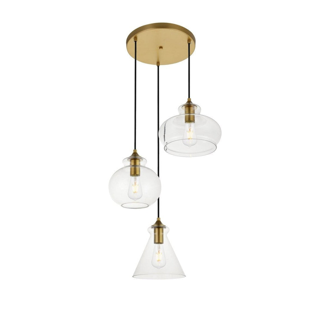 Elegant DESTRY LD2247BR Pendant Light - Brass And Clear