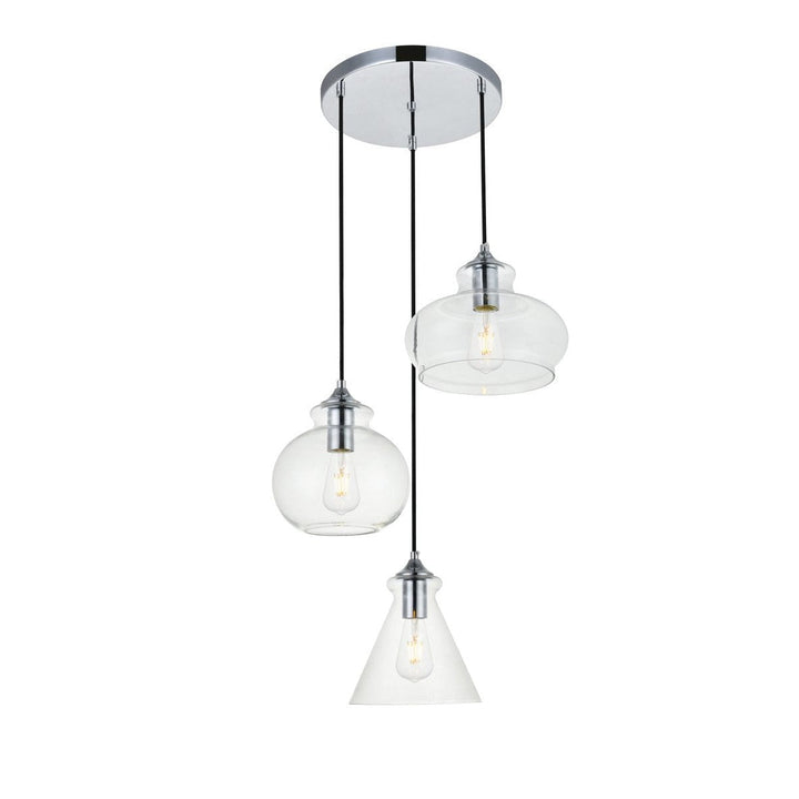 Elegant DESTRY LD2247C Pendant Light - Chrome And Clear