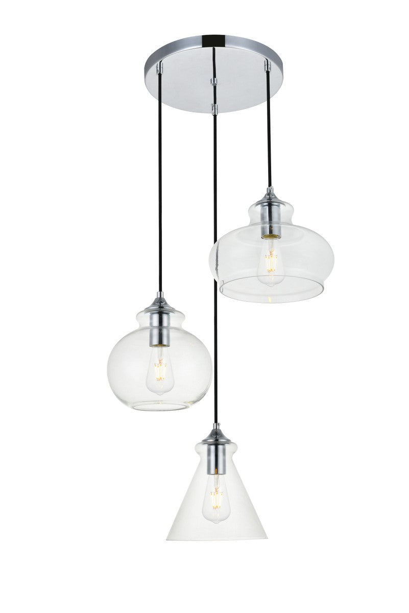 Elegant DESTRY LD2247C Pendant Light - Chrome And Clear