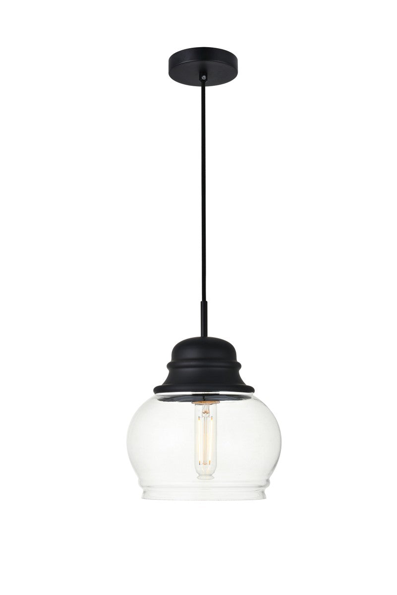 Elegant KENNA LD2252BK Pendant Light - Black And Clear