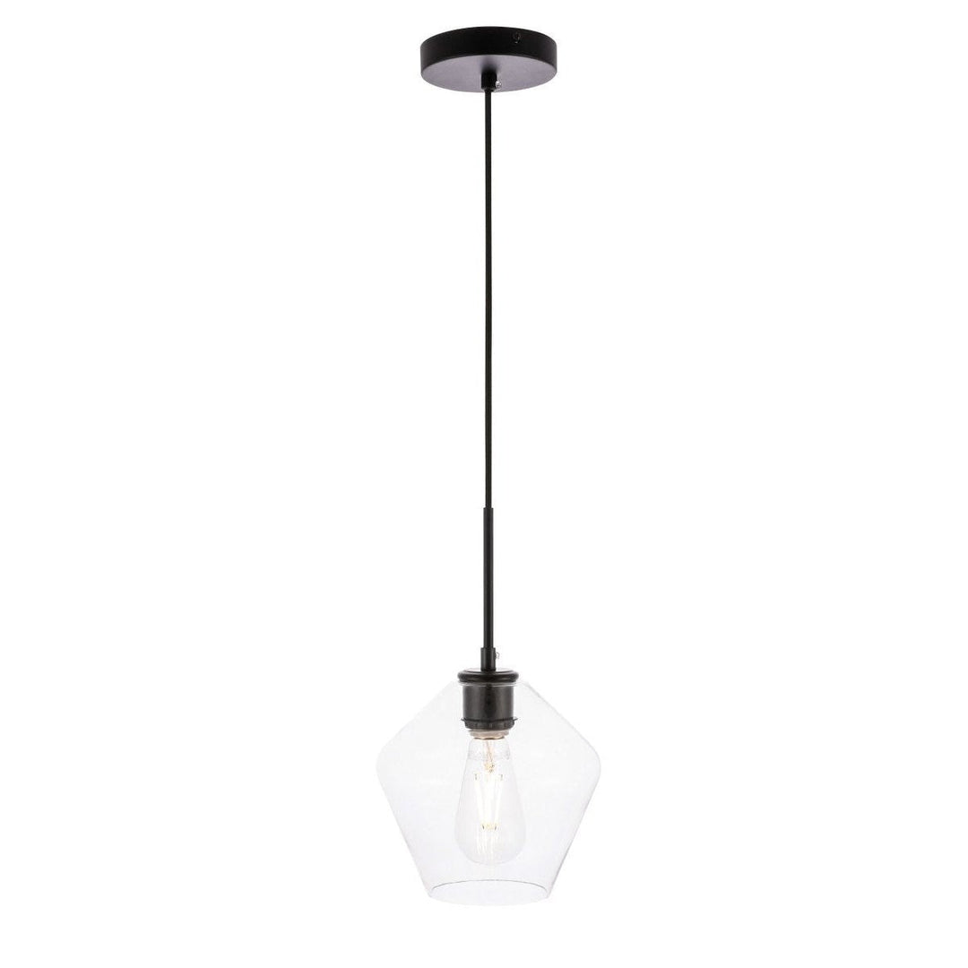 Elegant Gene LD2256BK Pendant Light - Black And Clear Glass