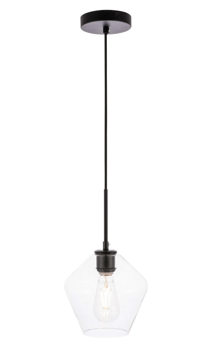 Elegant Gene LD2256BK Pendant Light - Black And Clear Glass