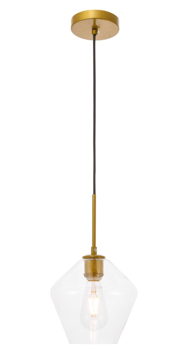 Elegant Gene LD2256BR Pendant Light - Brass And Clear Glass