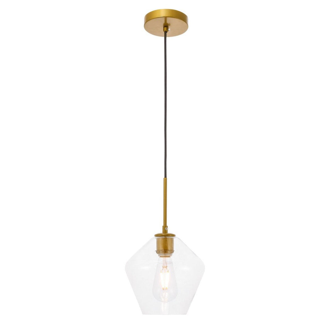 Elegant Gene LD2256BR Pendant Light - Brass And Clear Glass