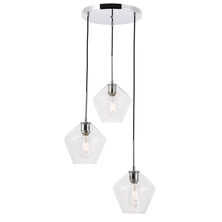 Elegant Gene LD2258C Pendant Light - Chrome And Clear Glass