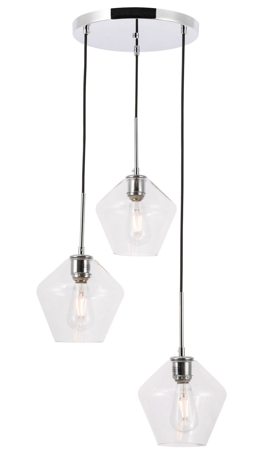 Elegant Gene LD2258C Pendant Light - Chrome And Clear Glass