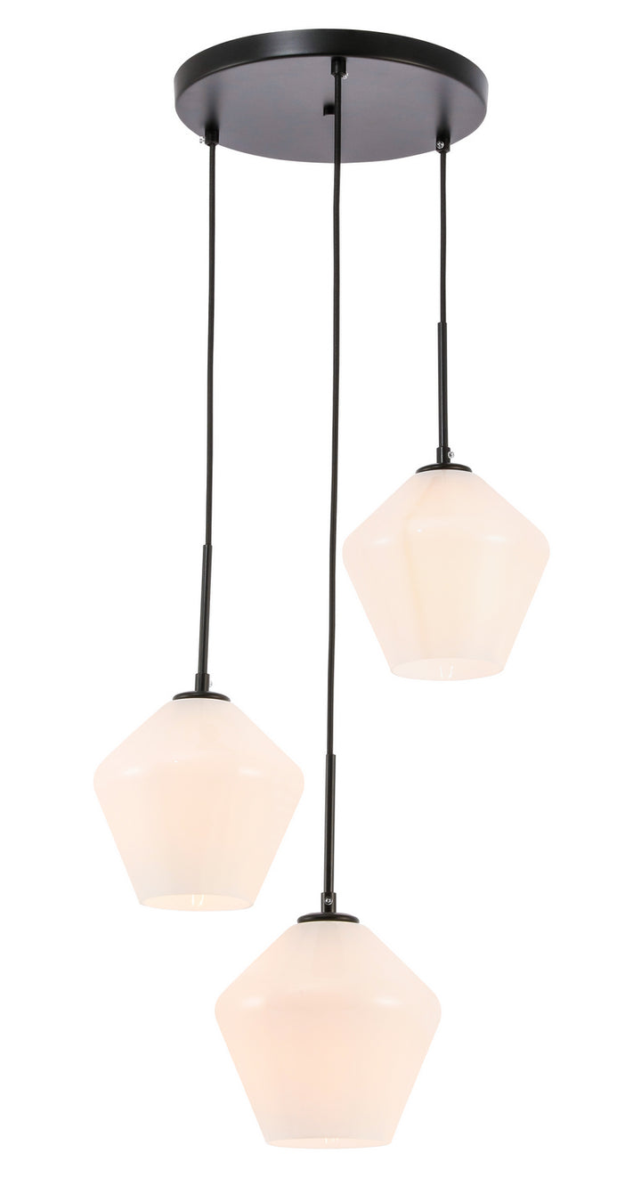 Elegant Gene LD2259BK Pendant Light - Black And Frosted White Glass