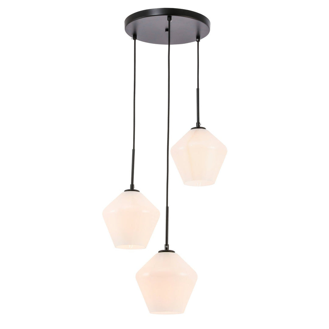 Elegant Gene LD2259BK Pendant Light - Black And Frosted White Glass