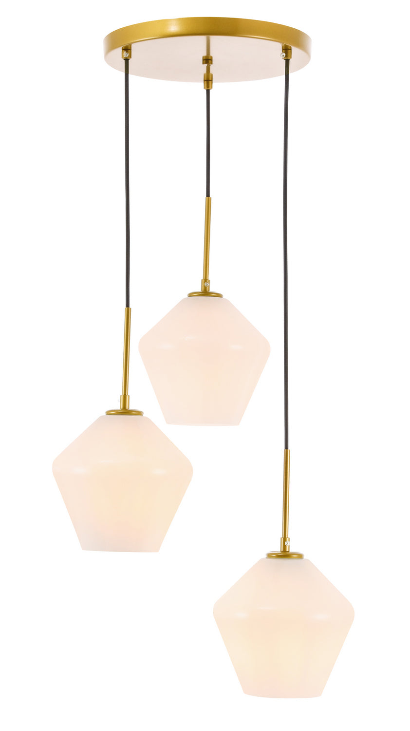 Elegant Gene LD2259BR Pendant Light - Brass And Frosted White Glass