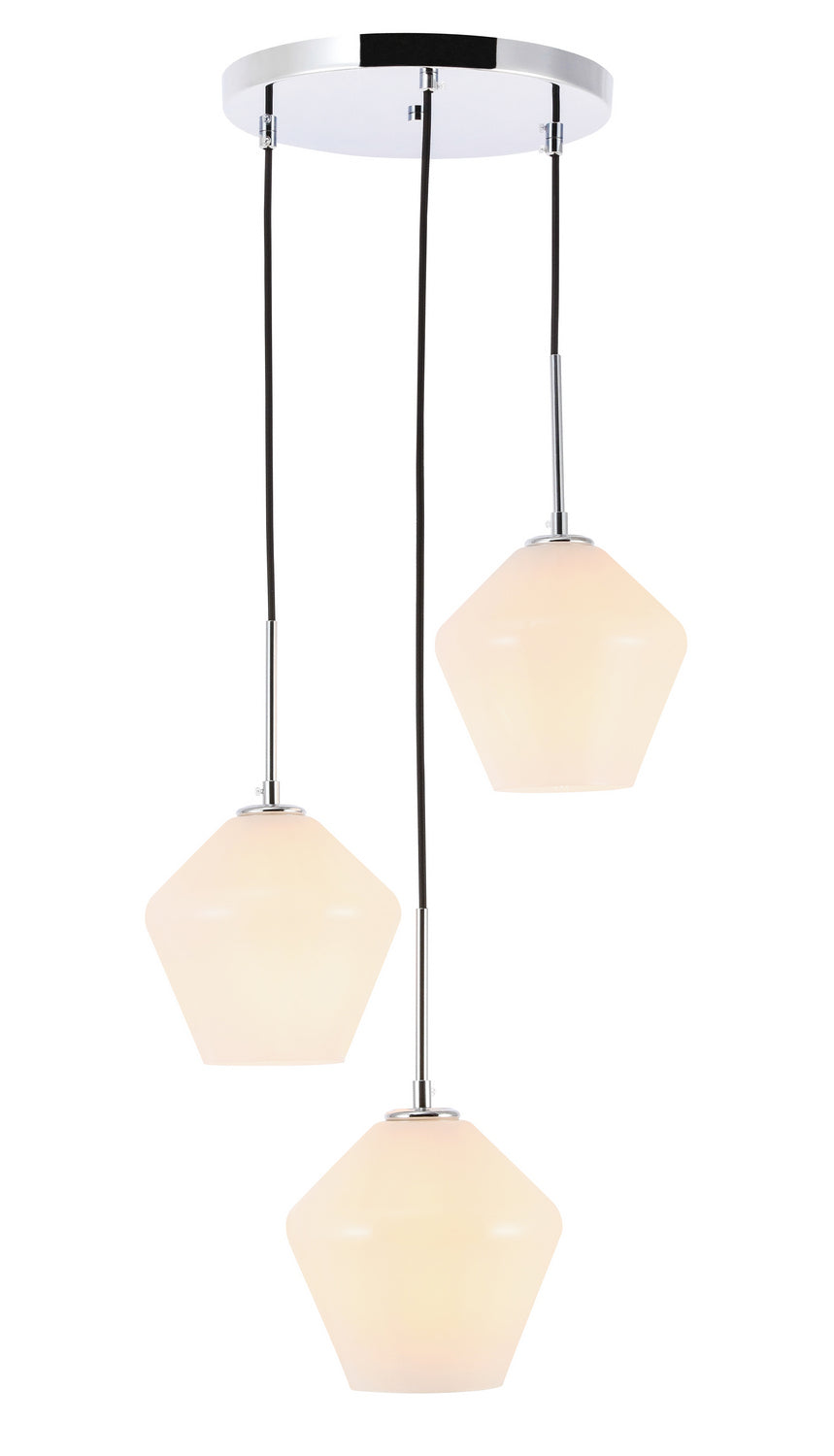 Elegant Gene LD2259C Pendant Light - Chrome And Frosted White Glass