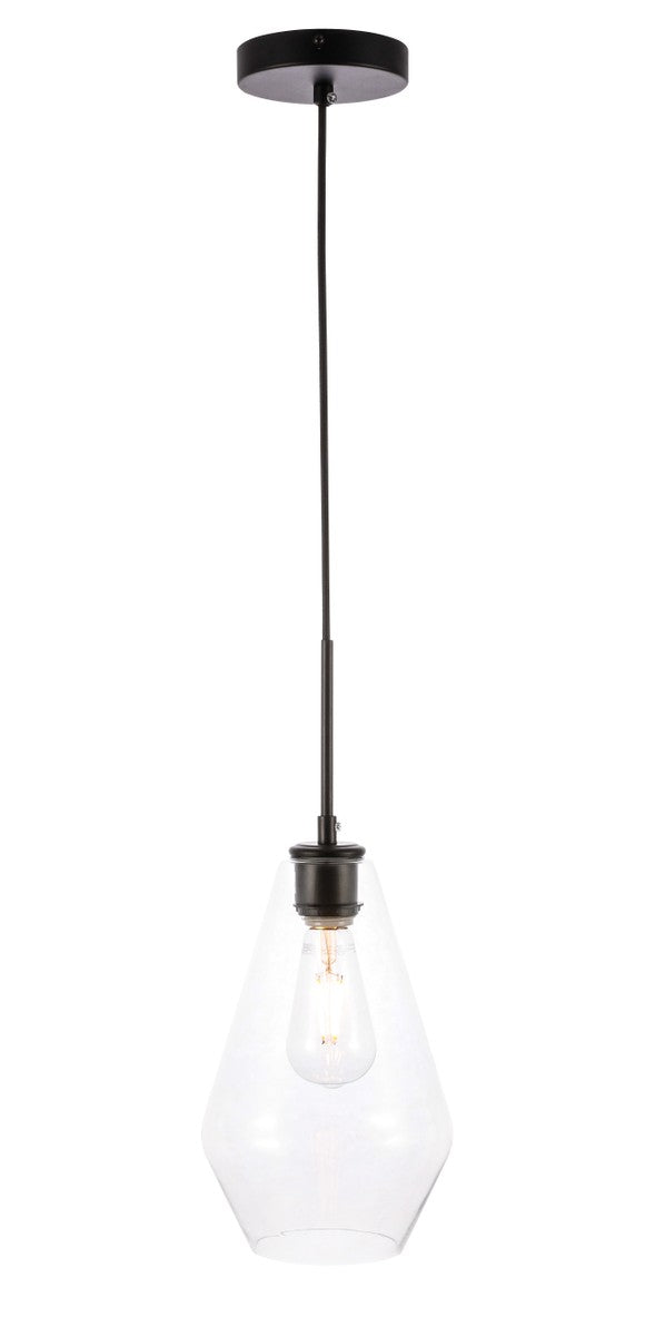 Elegant Gene LD2260BK Pendant Light - Black And Clear Glass