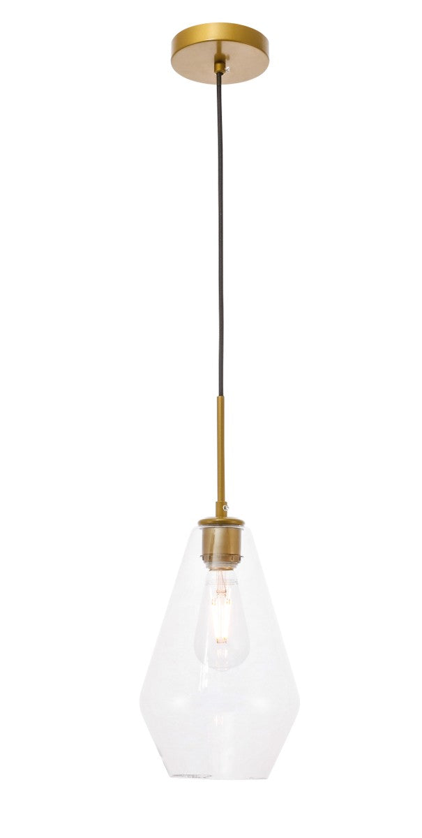 Elegant Gene LD2260BR Pendant Light - Brass And Clear Glass