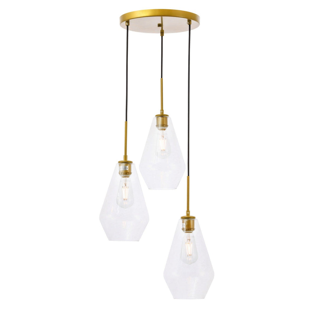 Elegant Gene LD2262BR Pendant Light - Brass And Clear Glass