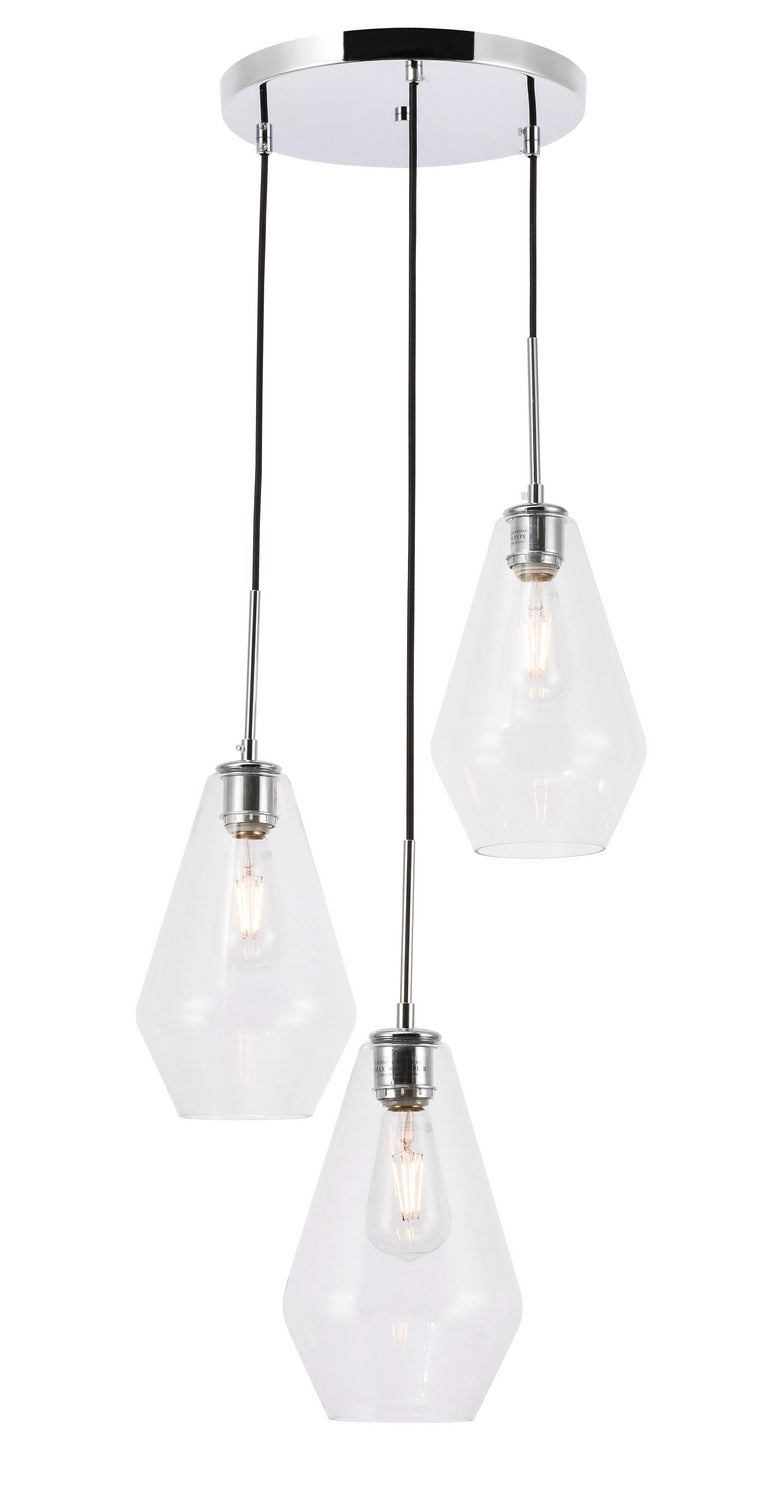 Elegant Gene LD2262C Pendant Light - Chrome And Clear Glass