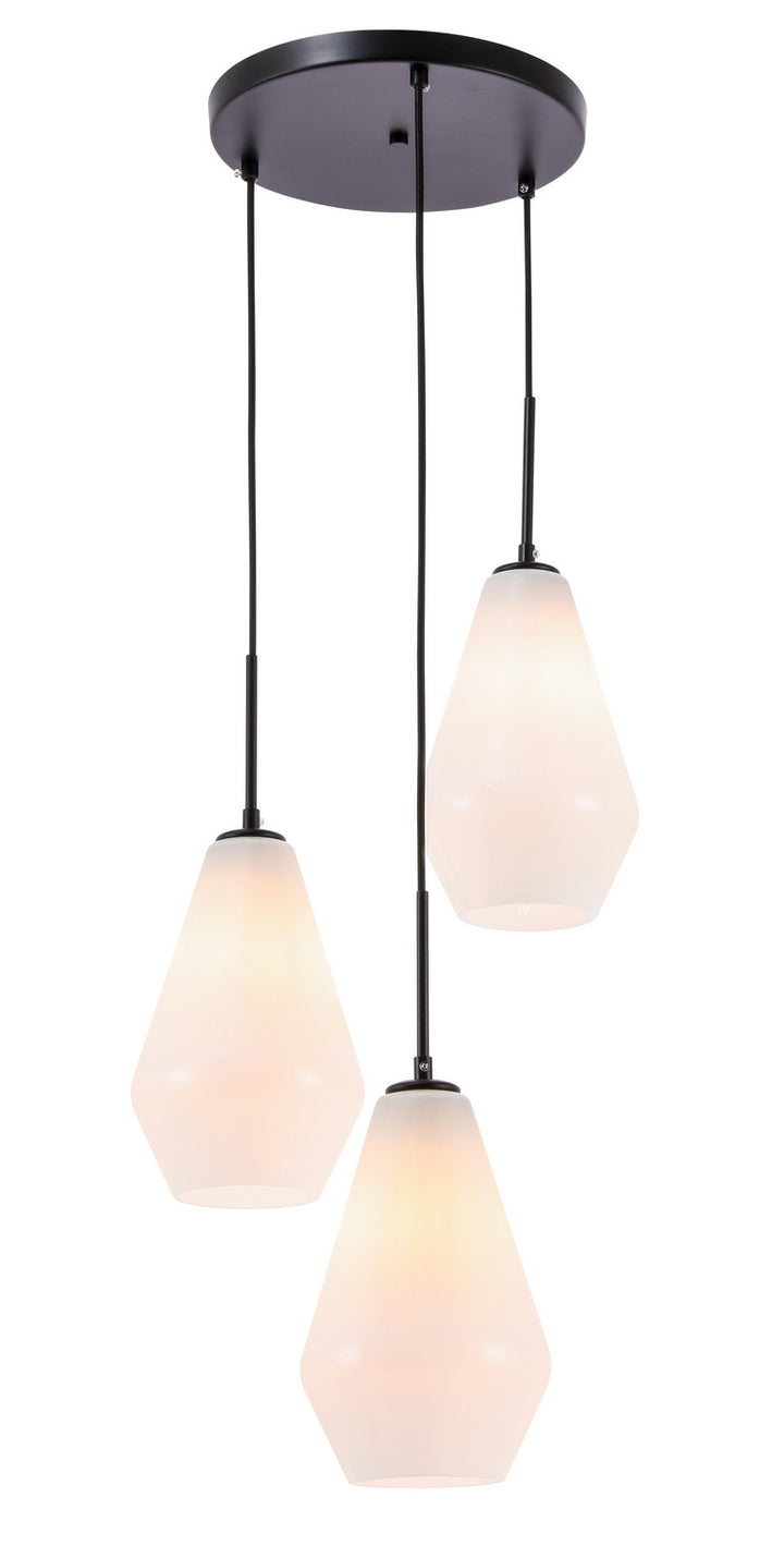 Elegant Gene LD2263BK Pendant Light - Black And Frosted White Glass