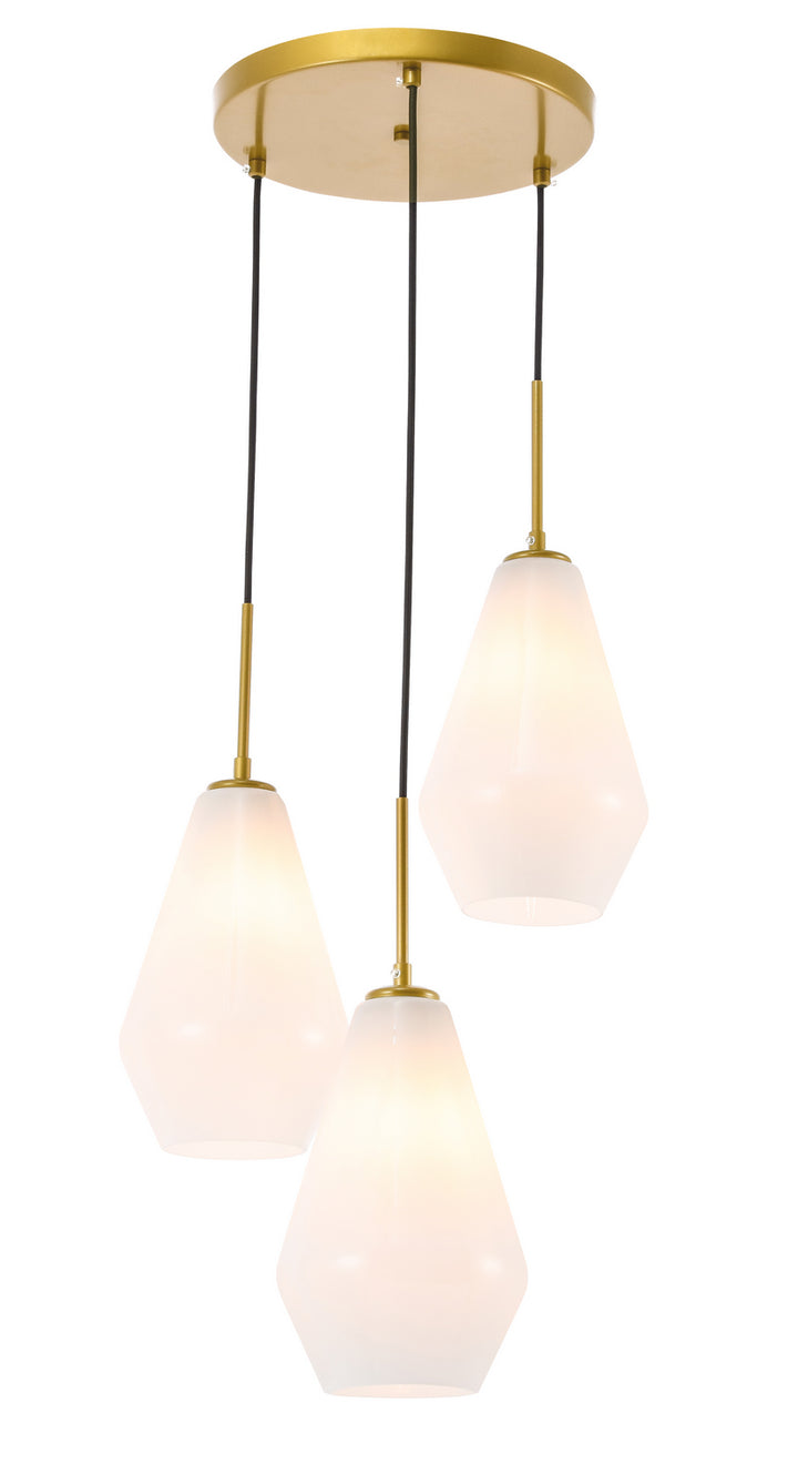 Elegant Gene LD2263BR Pendant Light - Brass And Frosted White Glass