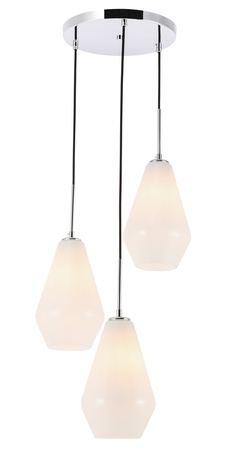 Elegant Gene LD2263C Pendant Light - Chrome And Frosted White Glass