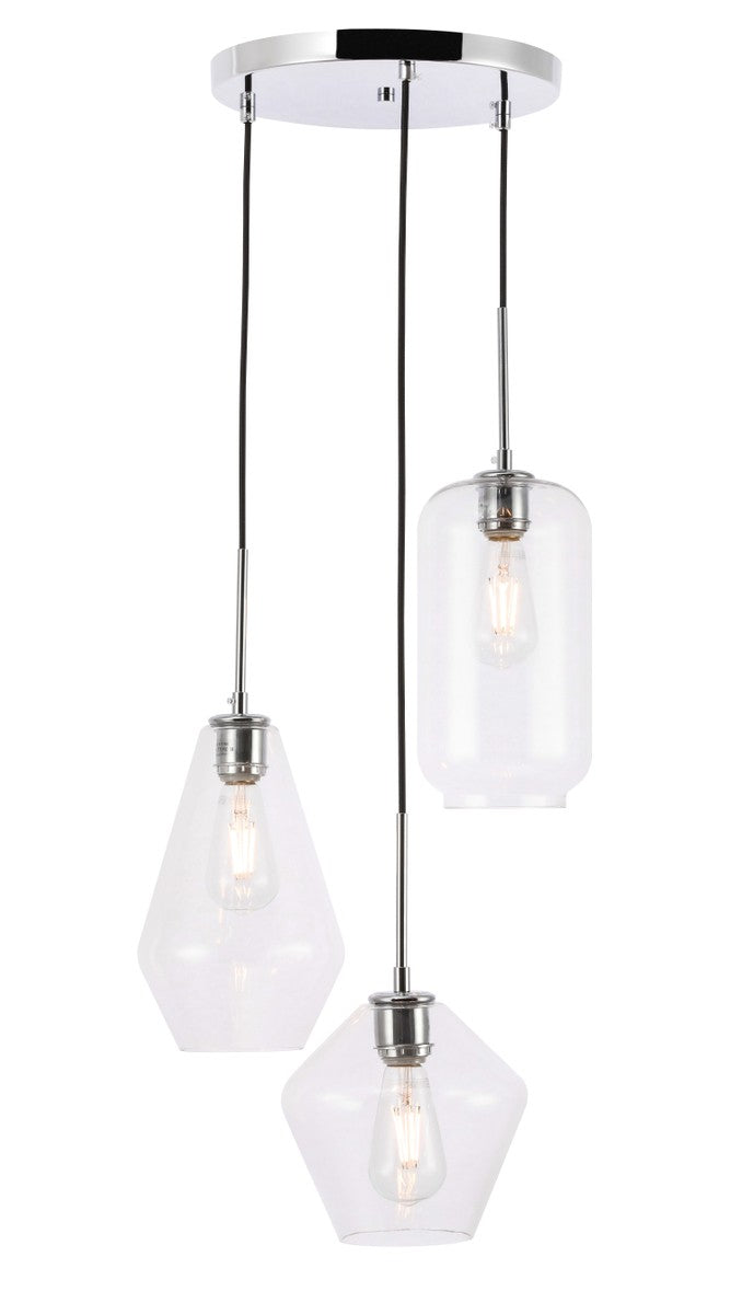 Elegant Gene LD2268C Pendant Light - Chrome And Clear Glass