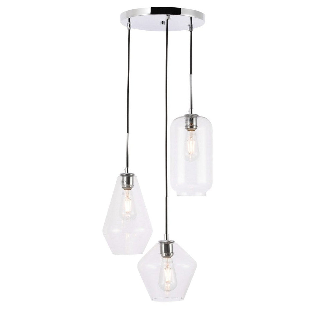 Elegant Gene LD2268C Pendant Light - Chrome And Clear Glass