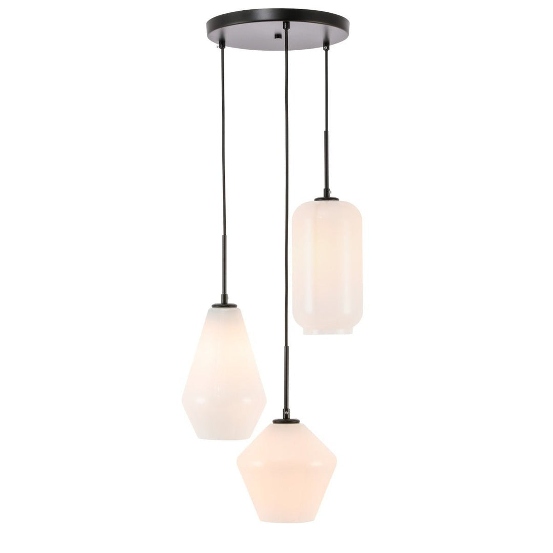 Elegant Gene LD2269BK Pendant Light - Black And Frosted White Glass