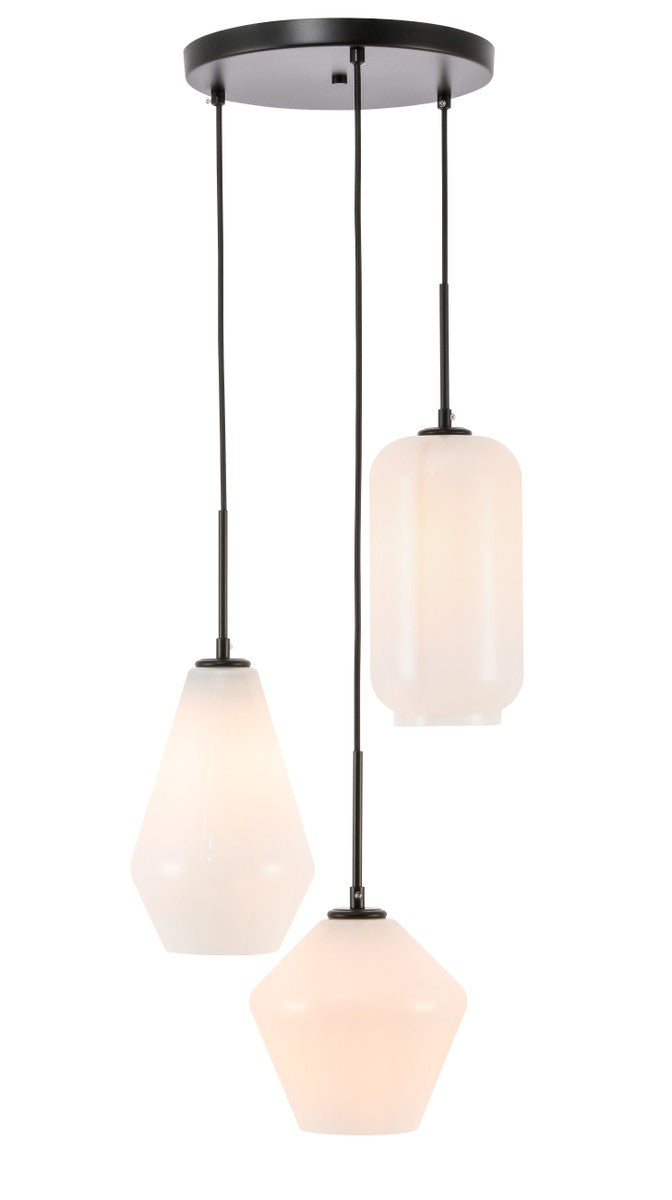 Elegant Gene LD2269BK Pendant Light - Black And Frosted White Glass