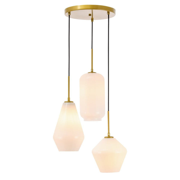 Elegant Gene LD2269BR Pendant Light - Brass And Frosted White Glass