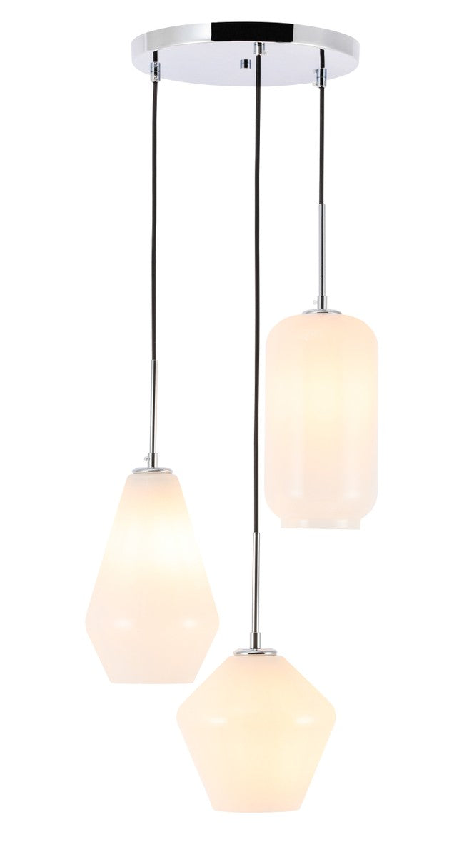 Elegant Gene LD2269C Pendant Light - Chrome And Frosted White Glass