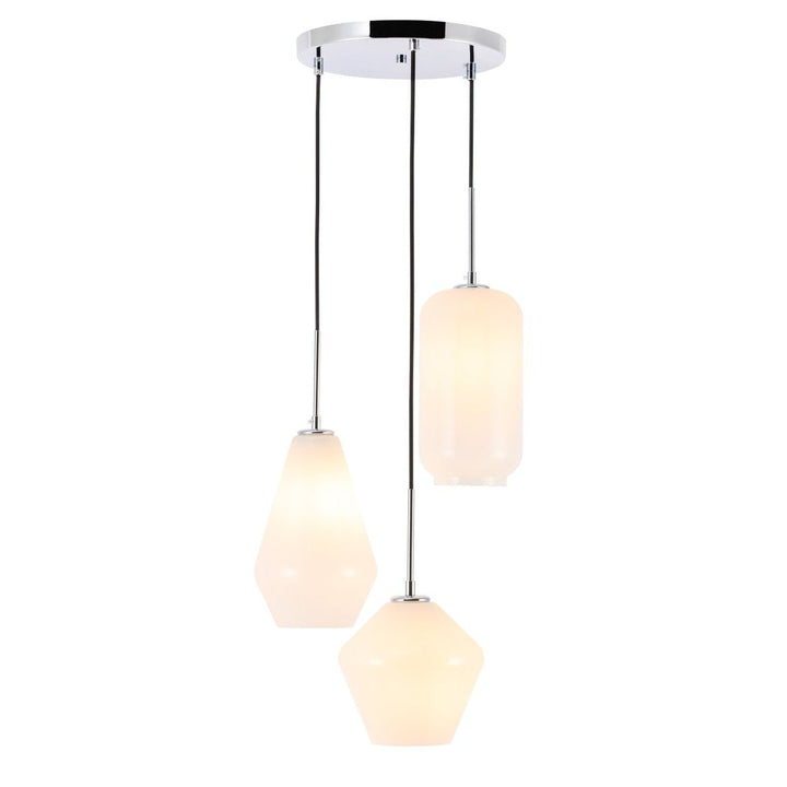 Elegant Gene LD2269C Pendant Light - Chrome And Frosted White Glass