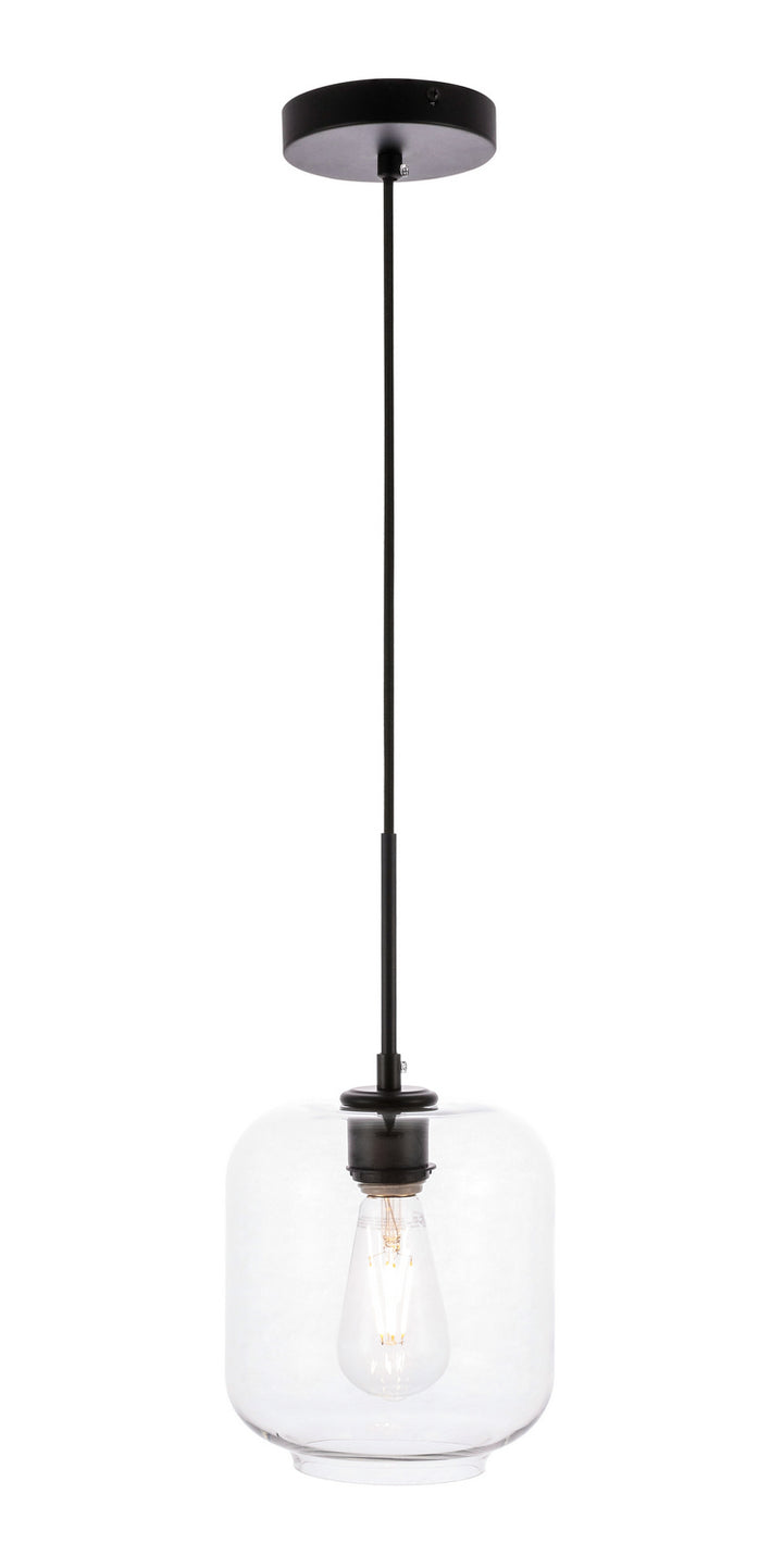 Elegant Collier LD2272BK Pendant Light - Black And Clear Glass