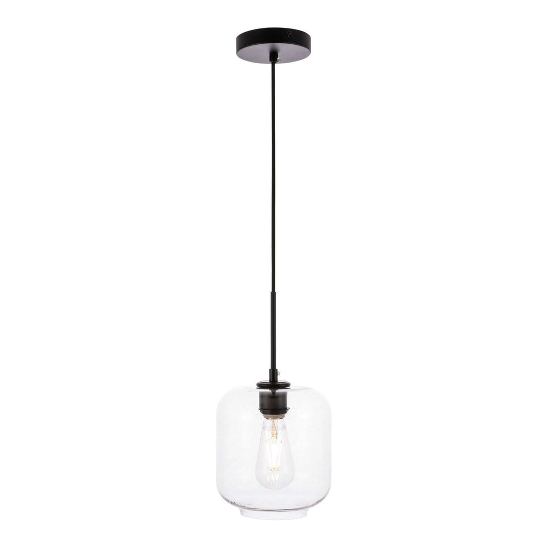 Elegant Collier LD2272BK Pendant Light - Black And Clear Glass