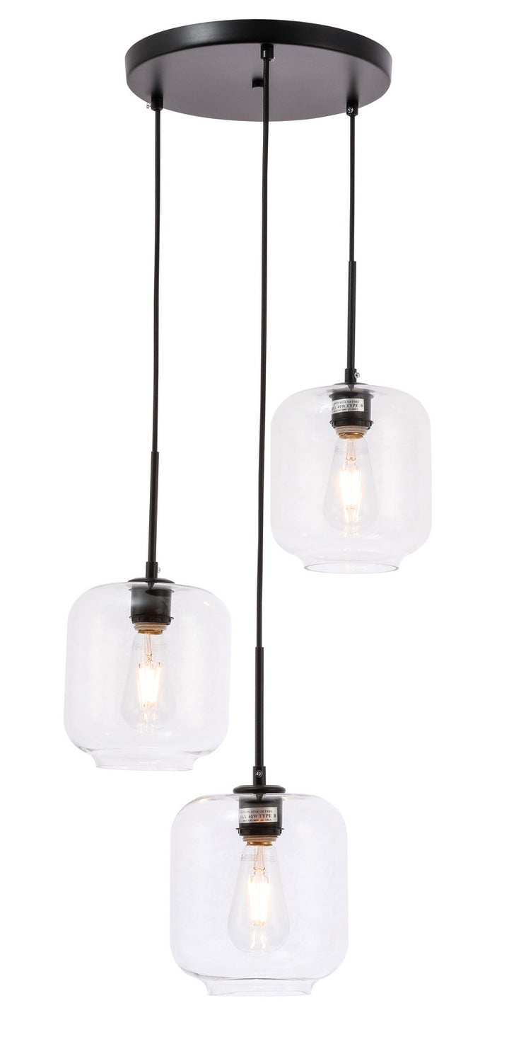 Elegant Collier LD2274BK Pendant Light - Black And Clear Glass