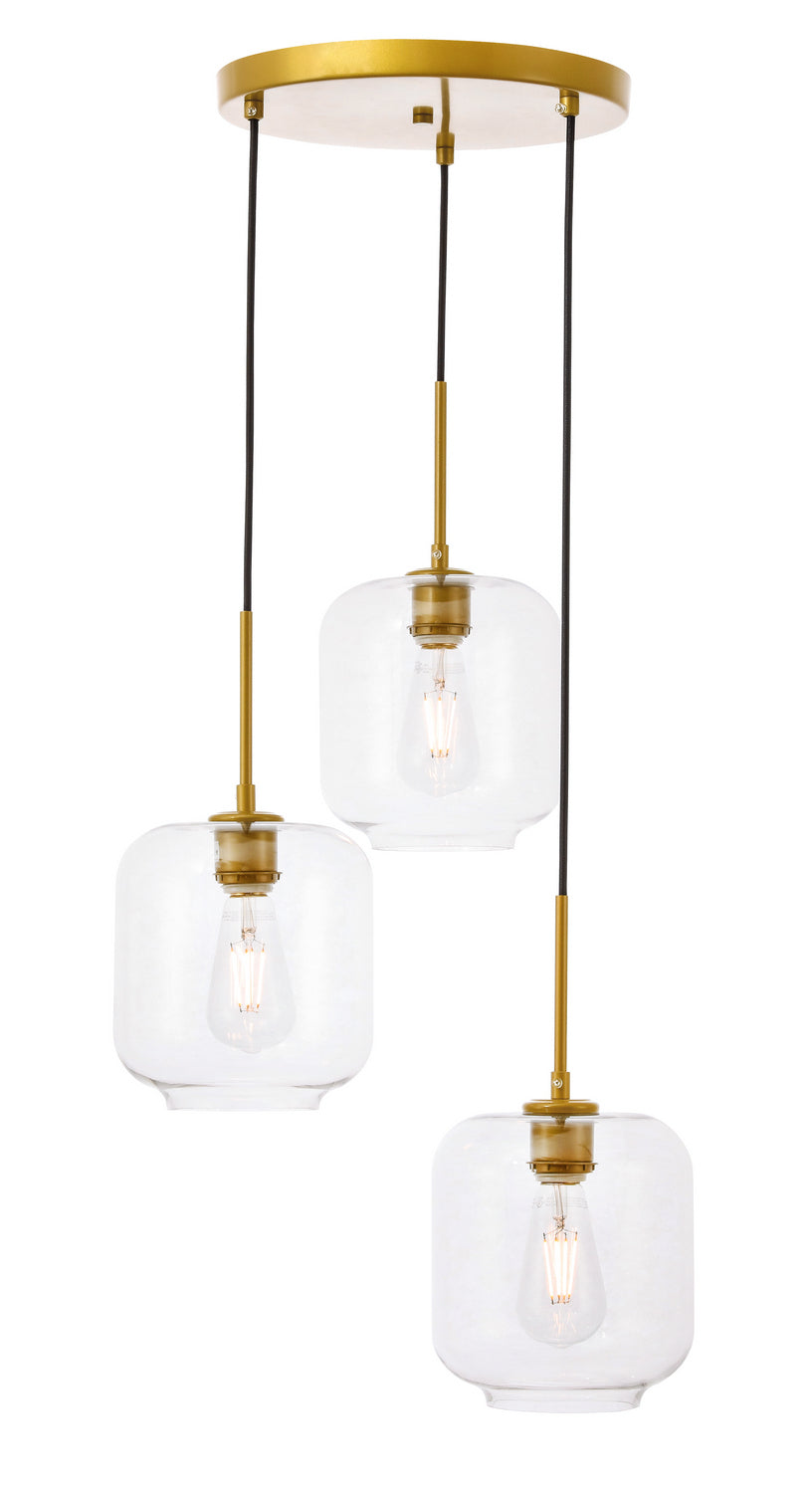 Elegant Collier LD2274BR Pendant Light - Brass And Clear Glass