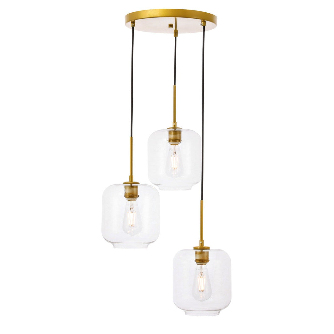 Elegant Collier LD2274BR Pendant Light - Brass And Clear Glass